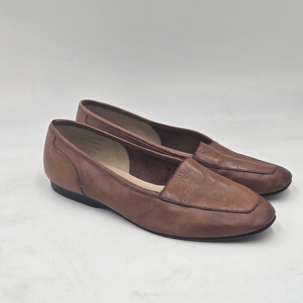 Vintage 90s Enzo Angiolini Pumps Heels Size 7 M Brown Leather Made in Italy